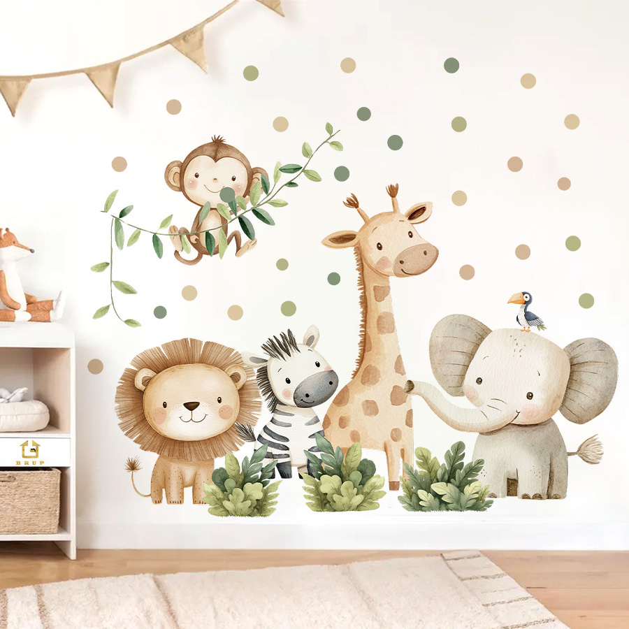 Baby Nursery Wallpaper Girl - بوهو غابة الحيوانات ملصقات جدار لغرف