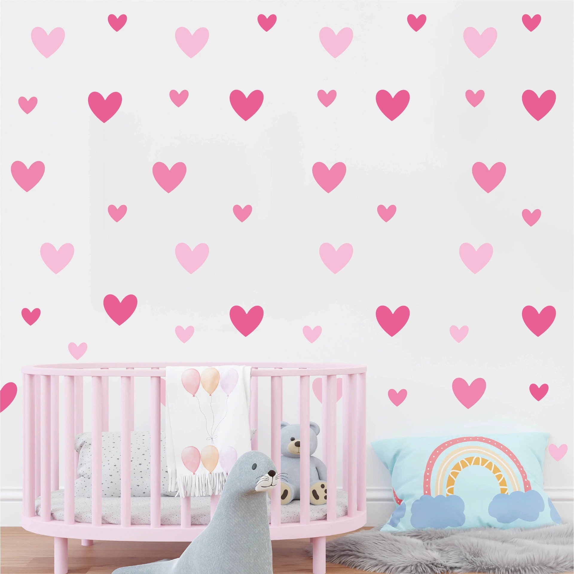 Baby Nursery Wallpaper Girl - 170 قطعة = 10 ورقة الوردي