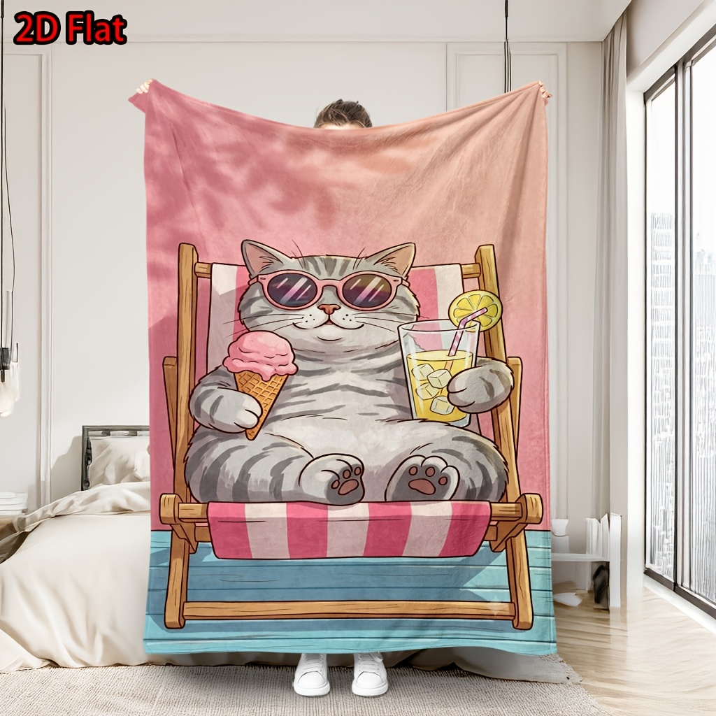 Baby Nursery Themes Girl - بطانية صيفية رائعة بتصميم قطة كرتونية،