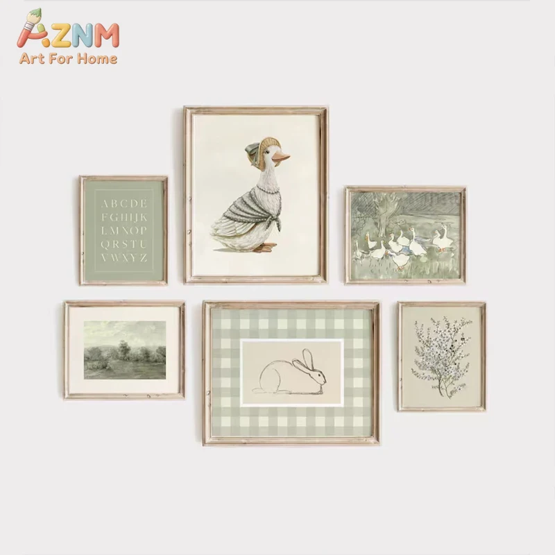Baby Nursery Vintage Decor - لوحة فنية جدارية قماشية بتصميم عتيق