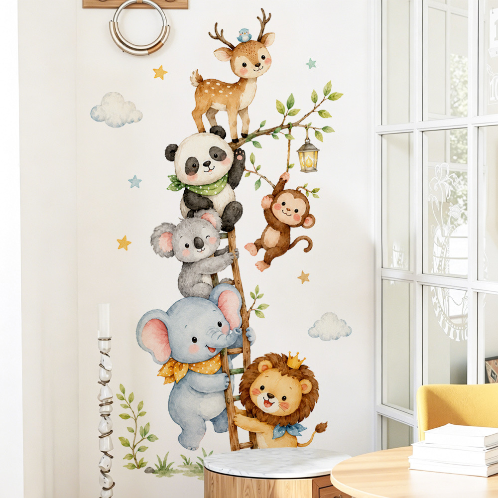 Baby Nursery Wallpaper Girl - ملصقات حائط لحيوانات الغابة اللطيفة لغرف