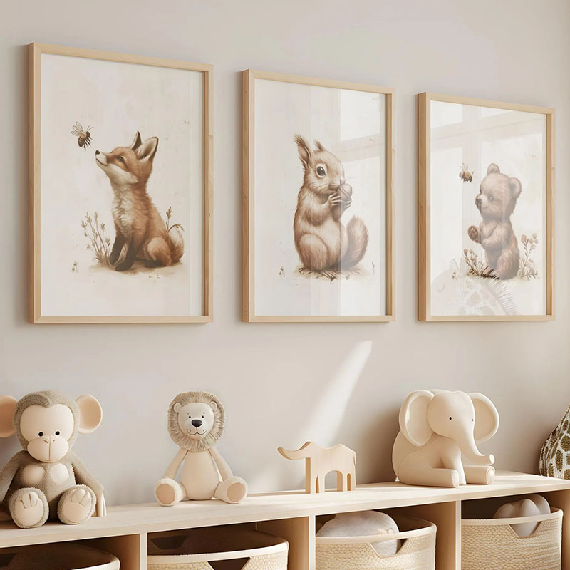 Baby Nursery Wall Decor - ملصقات حائط على شكل دب وأرنب