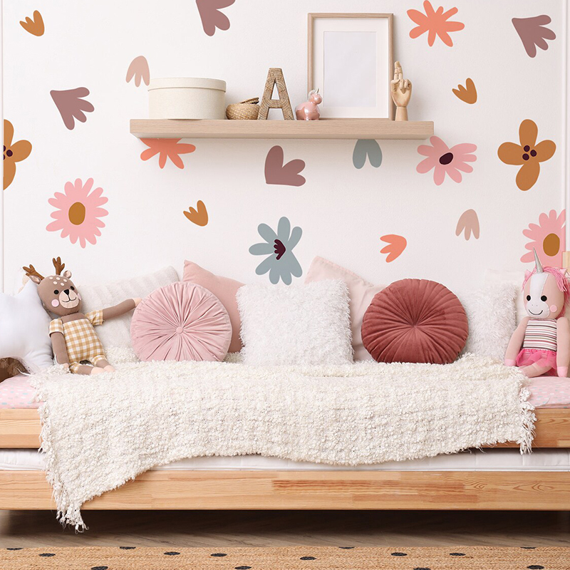 Baby Nursery Wallpaper Girl - ملصقات حائط على الطراز الاسكندنافي مع