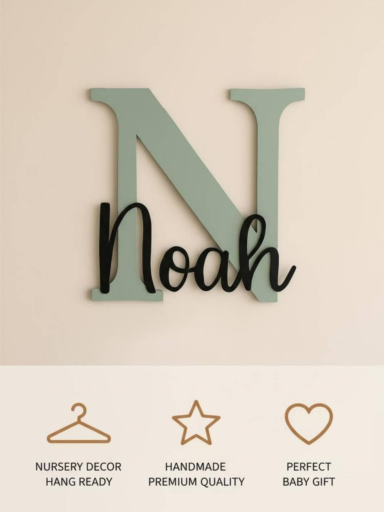 لافتة اسم خشبية مخصصة على شكل  - مراجعة Baby Nursery Wall Decor وسعره