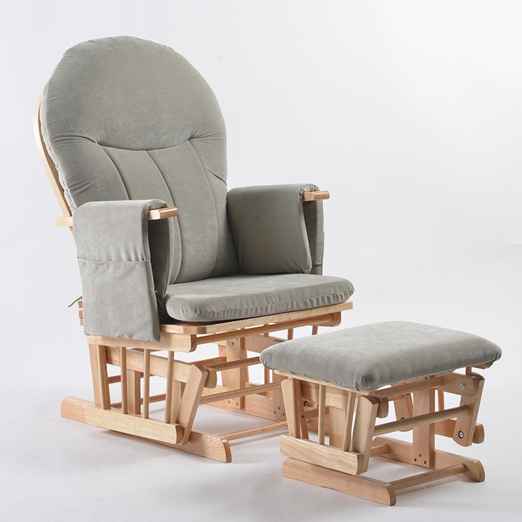 كرسي رضاعة خشبي عصري هزاز قابل - مراجعة Baby Nursery Glider Recliner وسعره