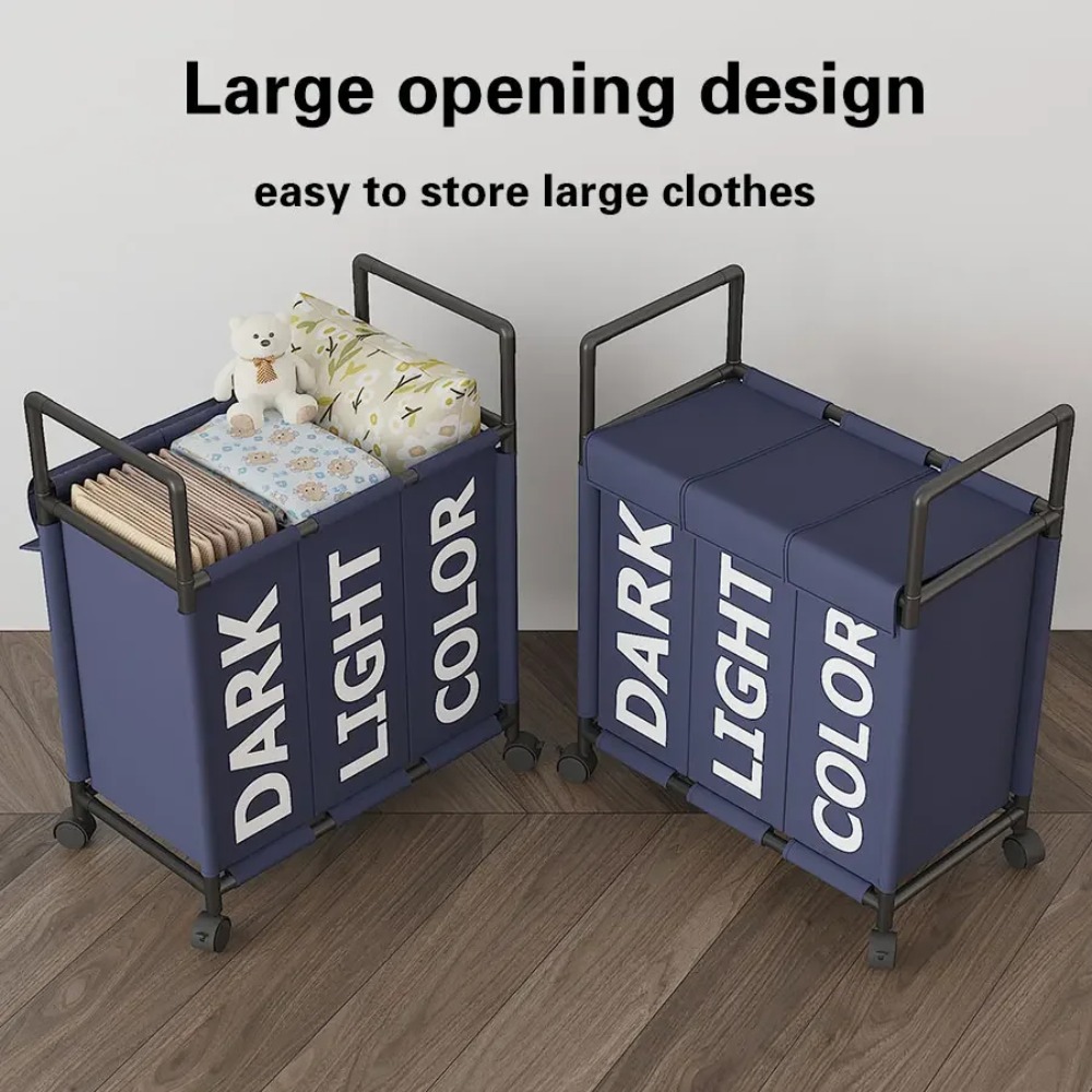 سلة غسيل متحركة بثلاثة أقسام م - مراجعة Storage Basket Fabric وسعره