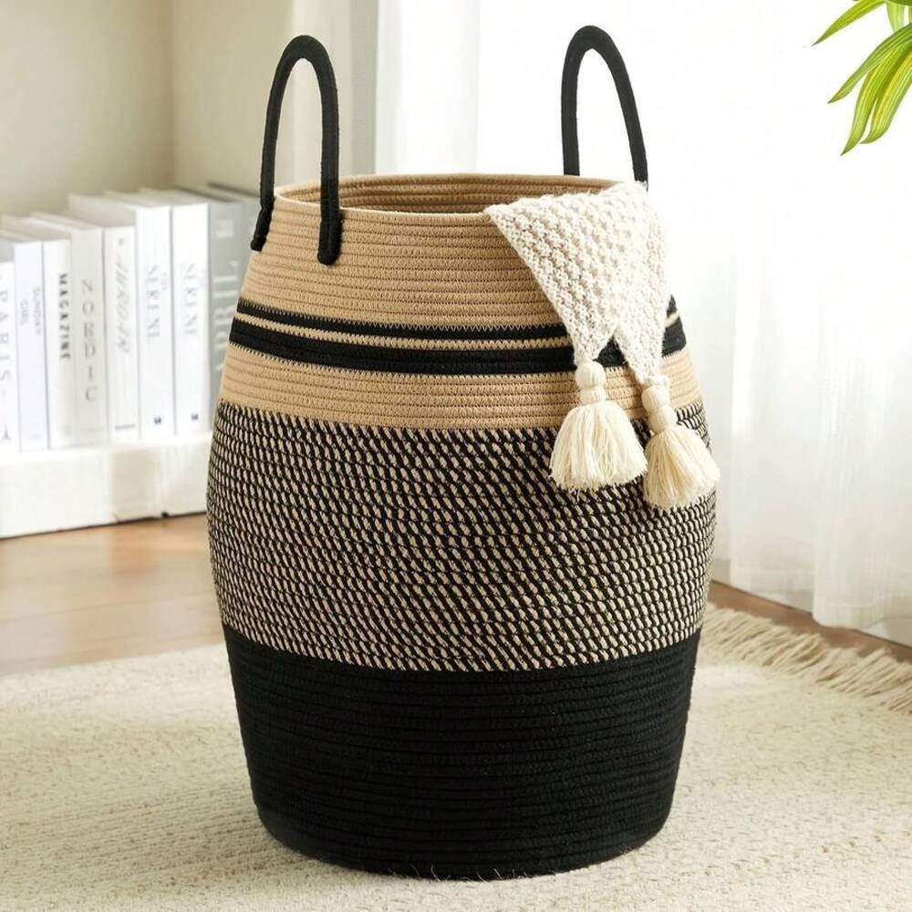 سلة تخزين منسوجة باللون الأسود - مراجعة Storage Basket Fabric وسعره