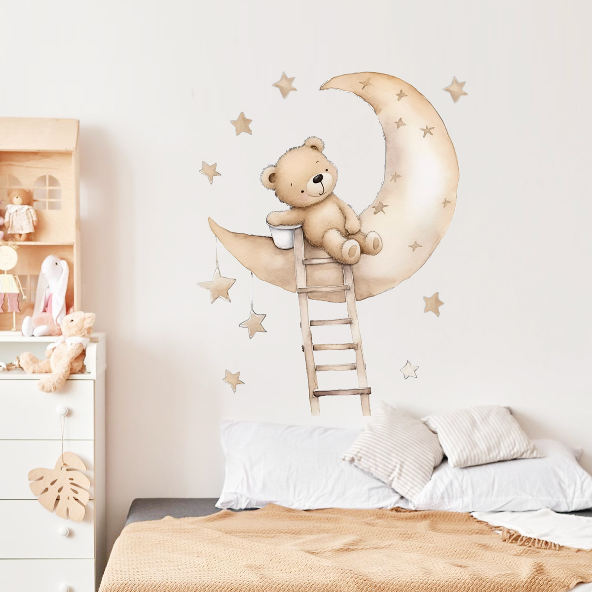 ملصقات جدارية على شكل دب كرتون - مراجعة Baby Nursery Wallpaper Girl وسعره
