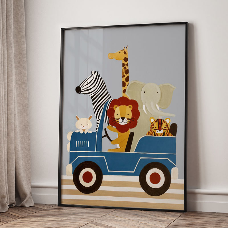 لوحات فنية كرتونية مضحكة لحيوا - مراجعة Baby Nursery Wall Decor وسعره