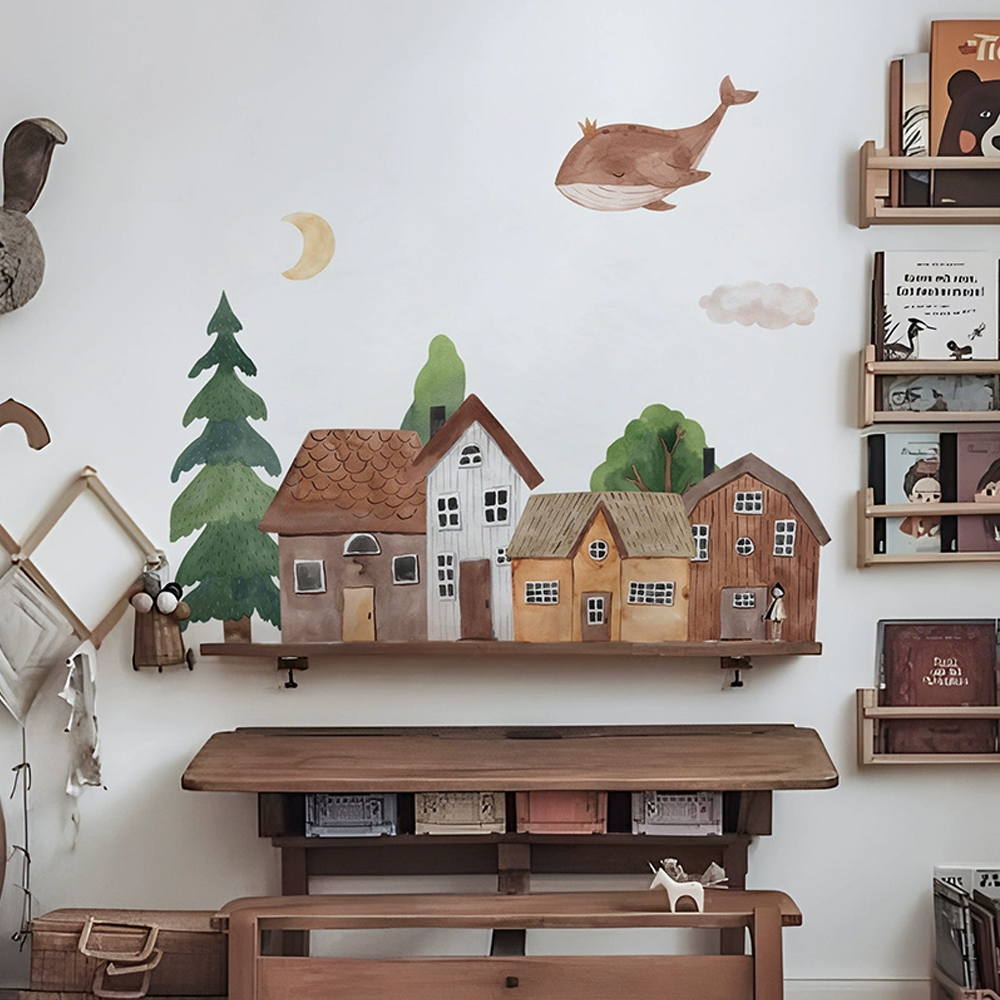 قماش الكرتون الغابات خمر بلدة  - مراجعة Baby Nursery Wall Decor وسعره