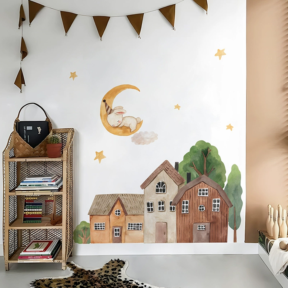 قماش الكرتون الغابات خمر بلدة  - مراجعة Baby Nursery Wall Decor وسعره