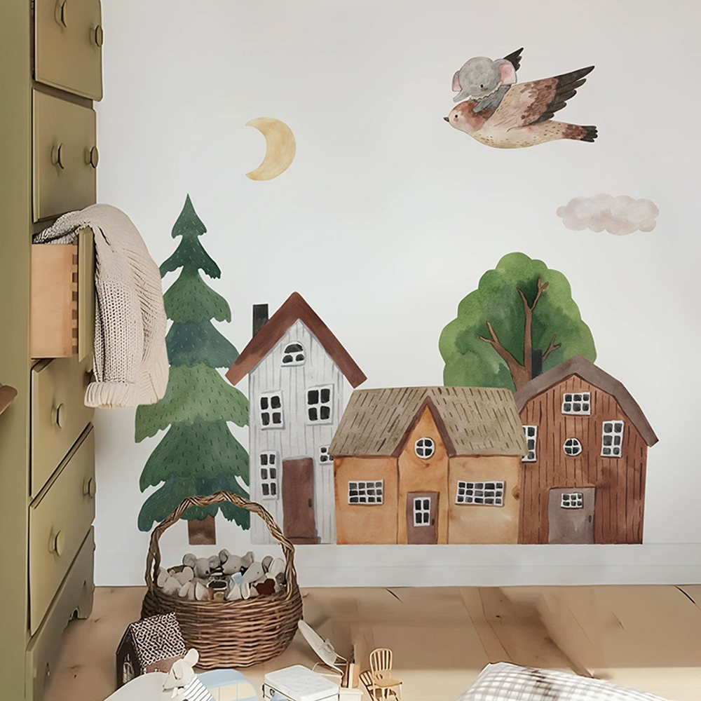 قماش الكرتون الغابات خمر بلدة  - مراجعة Baby Nursery Wall Decor وسعره